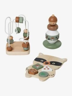 Nouveaux produits 9 Coffret 3 Jeux D'éveil GREEN FOREST En Bois FSC® Multicolore - Vertbaudet
