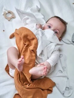 Lot De 3 Langes MINI COMPAGNIE En Gaze De Coton Bio* 2 écrus Imprimés + 1 Uni Caram - Vertbaudet -Jouets Séries Magasin lot de 3 langes mini compagnie en gaze de coton bio 5