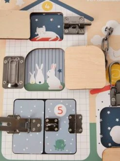 Planche à Verrous En Bois FSC® Multicolore - Vertbaudet -Jouets Séries Magasin planche a verrous en bois fsc 2