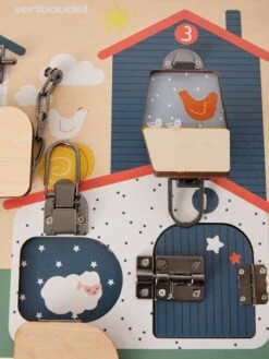 Planche à Verrous En Bois FSC® Multicolore - Vertbaudet -Jouets Séries Magasin planche a verrous en bois fsc 3