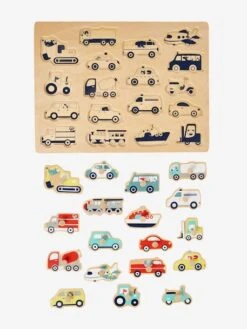 Puzzle Des Véhicules En Bois FSC® Multicolore - Vertbaudet -Jouets Séries Magasin puzzle des vehicules en bois fsc 2