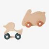 Set De 2 Animaux à Roulettes En Bois Et Silicone Orange - Vertbaudet